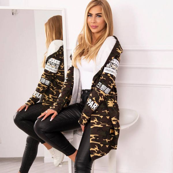 Kesi Sixth trikootakki hupulla maastokuvio beige-1