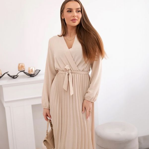 Vivaldi mekko vyöllä beige-2