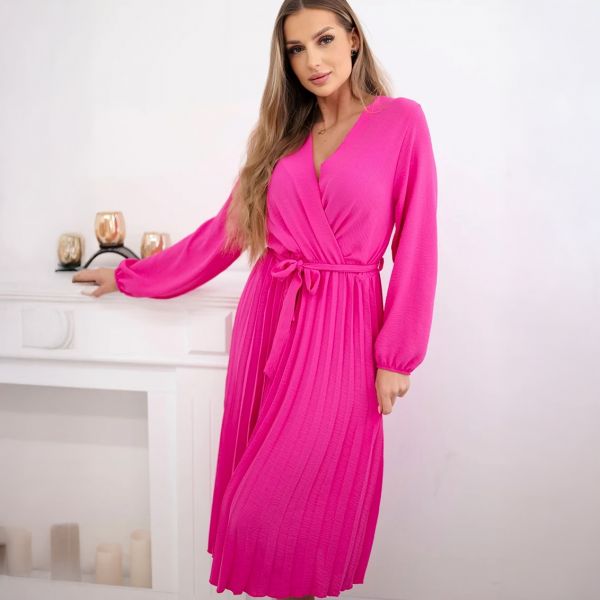 Kesi Vivaldi mekko vyöllä hot pink-2