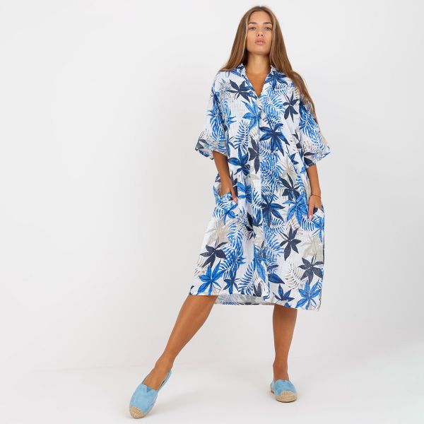 Italy Moda Jazmin kuvioitu mekko sininen-2