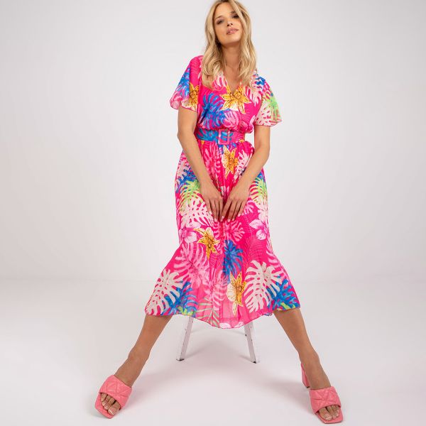 Pammy Coral kuvioitu mekko pinkki-3