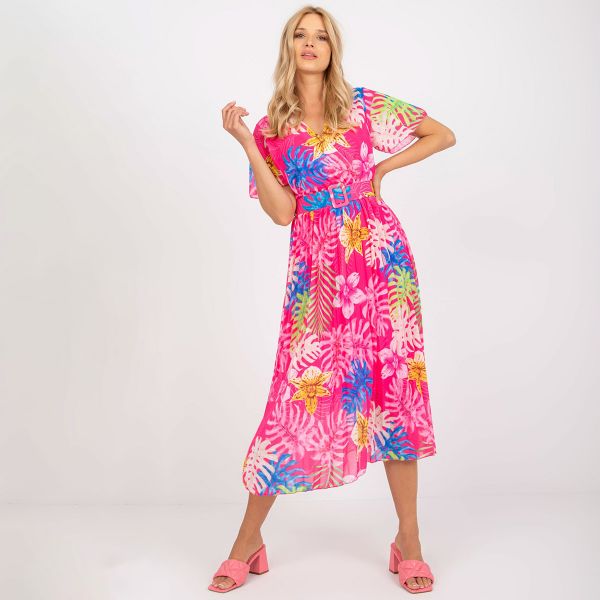 Pammy Coral kuvioitu mekko pinkki-2