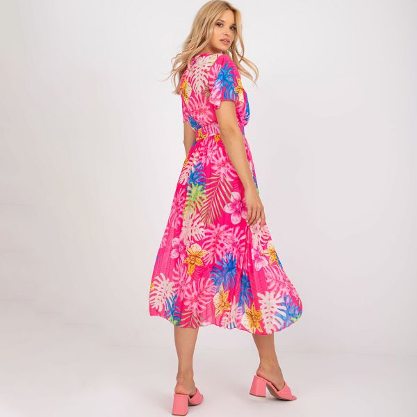 Pammy Coral kuvioitu mekko pinkki-4
