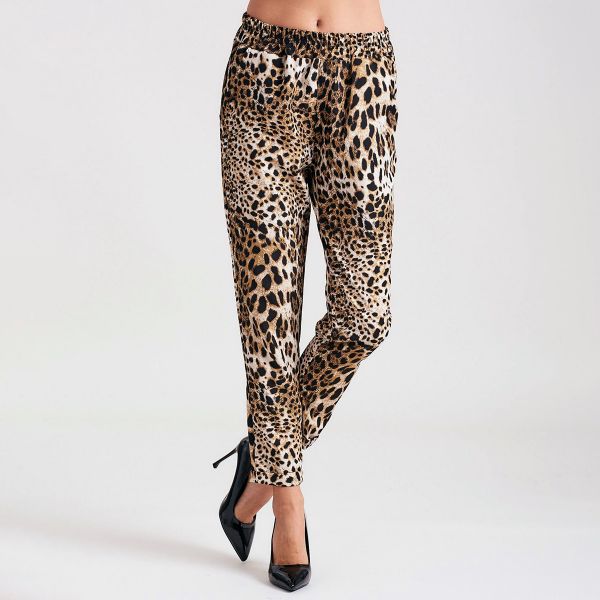 Pronto Moda Greet leopardikuvioiset kangashousut-1