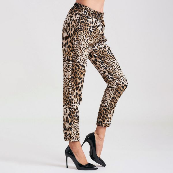 Pronto Moda Greet leopardikuvioiset kangashousut-3