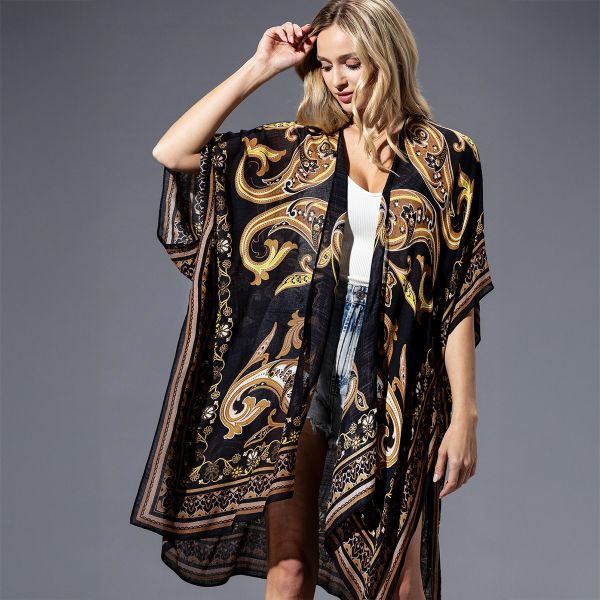 One by Onedder kimono Black Paisley