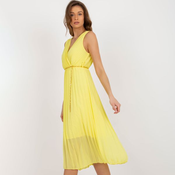 New Collection Celinne mekko vyöllä keltainen-4