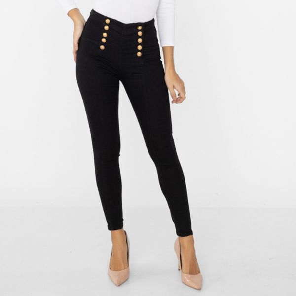 Girl Vivi Buttons stretch-housut musta