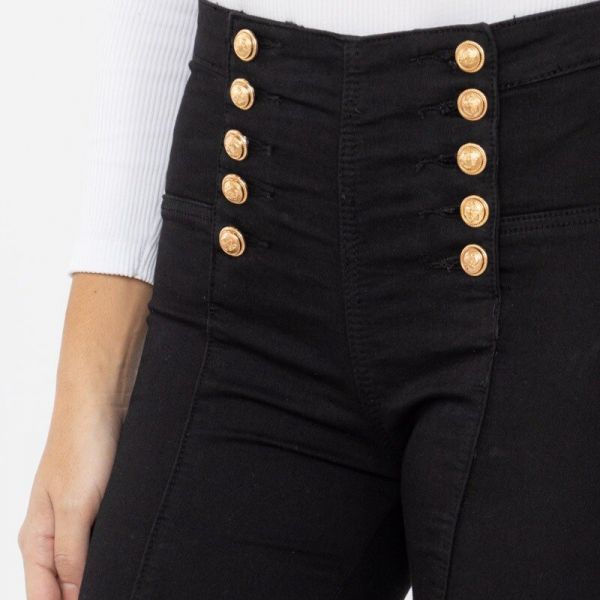 Girl Vivi Buttons stretch-housut musta-5