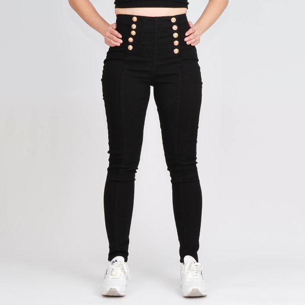 Girl Vivi Buttons stretch-housut musta-1