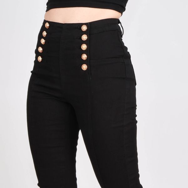 Girl Vivi Buttons stretch-housut musta-5