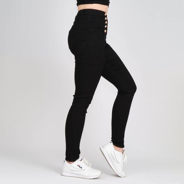 Girl Vivi Buttons stretch-housut musta-7