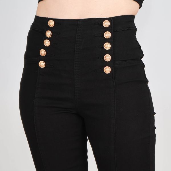 Girl Vivi Buttons stretch-housut musta-8