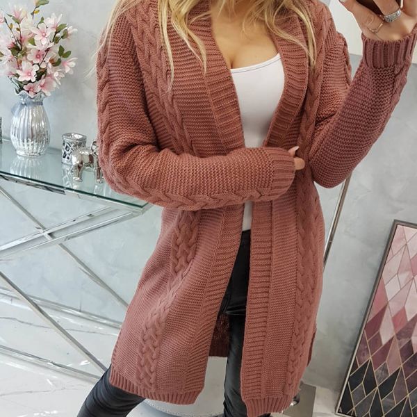Kesi Weave neuletakki vanha roosa-3