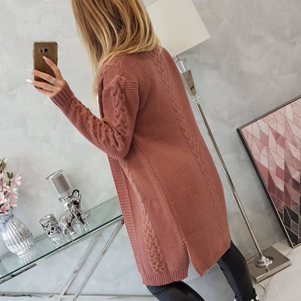 Kesi Weave neuletakki vanha roosa-2