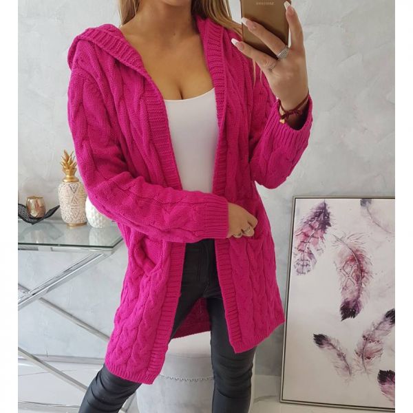 Kesi Hood neuletakki fuksia-3