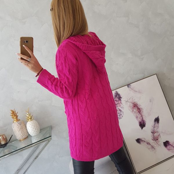 Kesi Hood neuletakki fuksia-2