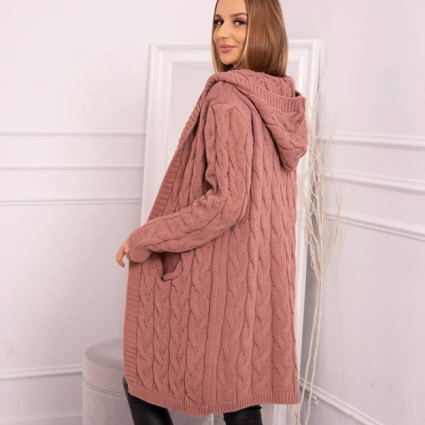 Kesi Hood neuletakki vanha roosa-3