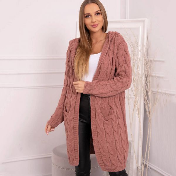 Kesi Hood neuletakki vanha roosa-4
