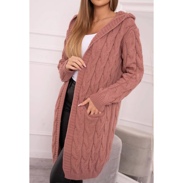 Kesi Hood neuletakki vanha roosa-7