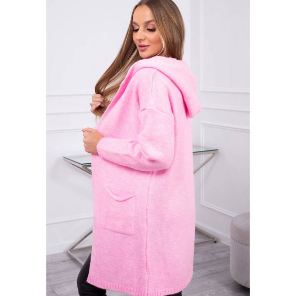Kesi Softy neuletakki hupulla pinkki-3