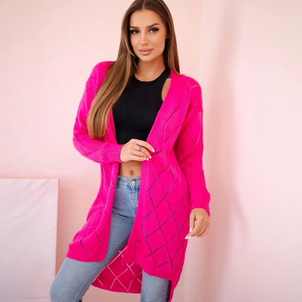 Kesi Geometric neuletakki neonpinkki-2
