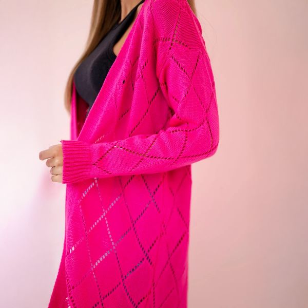 Kesi Geometric neuletakki neonpinkki-4