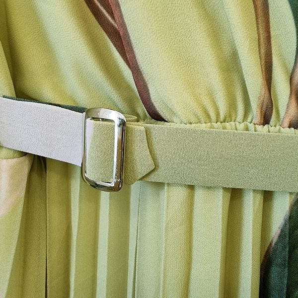 Elle Lisa kuvioitu mekko vyöllä lime-5