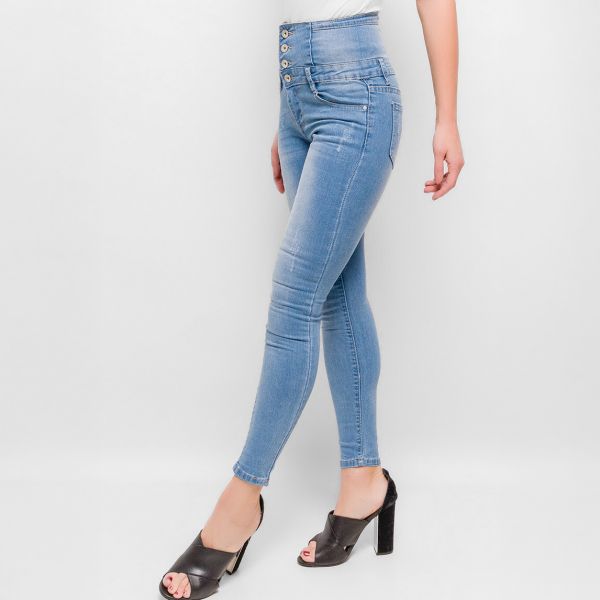 Bestiny high waist stretchfarkut v.sininen-10