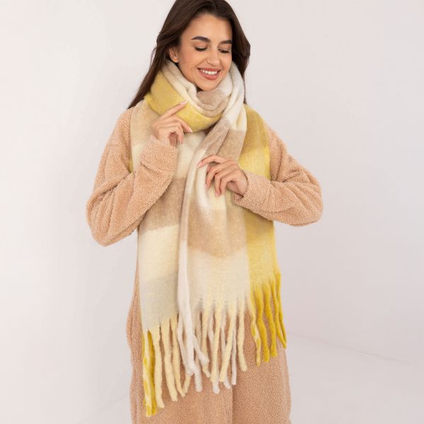 Wool Fashion suuri kaulahuivi keltainen-5