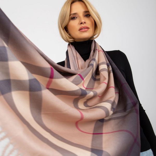 Ruutukuvioinen kaulahuivi beige-1