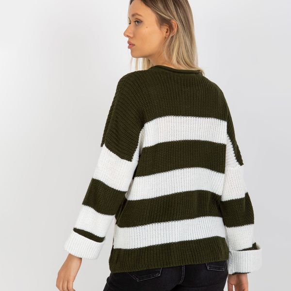 Avesome Sofia raidallinen neulepaita khaki-4