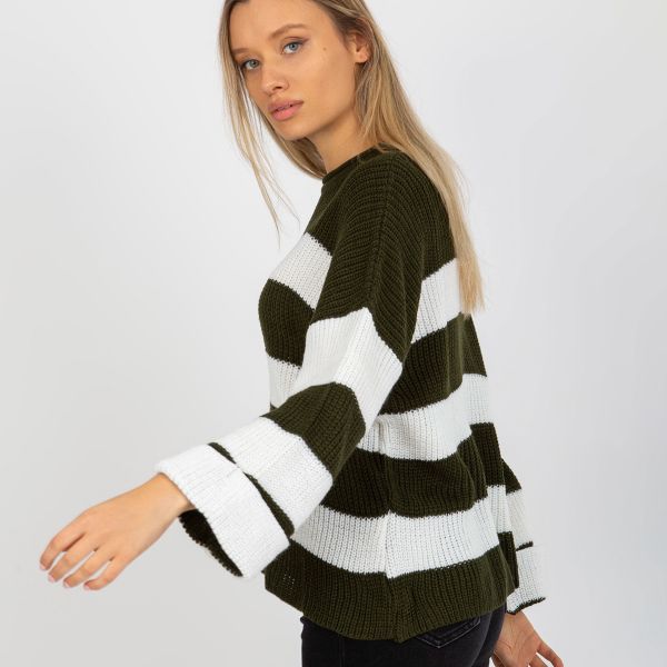 Avesome Sofia raidallinen neulepaita khaki-3