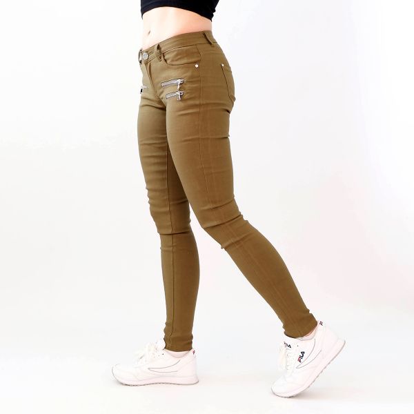 Girl Vivi stretchfarkut khaki-3