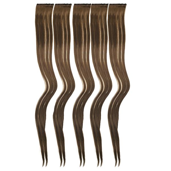 5 kpl suora klipsipidennys ruskea 2 klipsiä