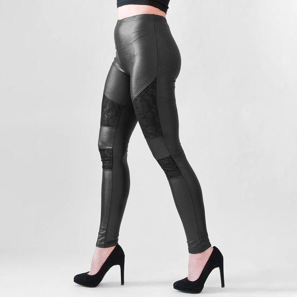 J&L Manda leatherlook leggingsit musta-4