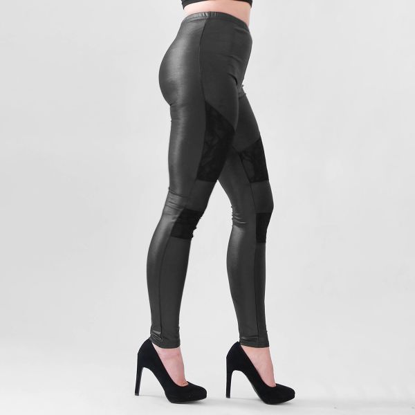 J&L Manda leatherlook leggingsit musta-7