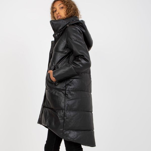 Honey Winter keinonahkainen toppatakki musta-5