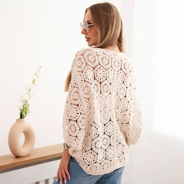 Winona pitsineuletakki puuvilla beige-3