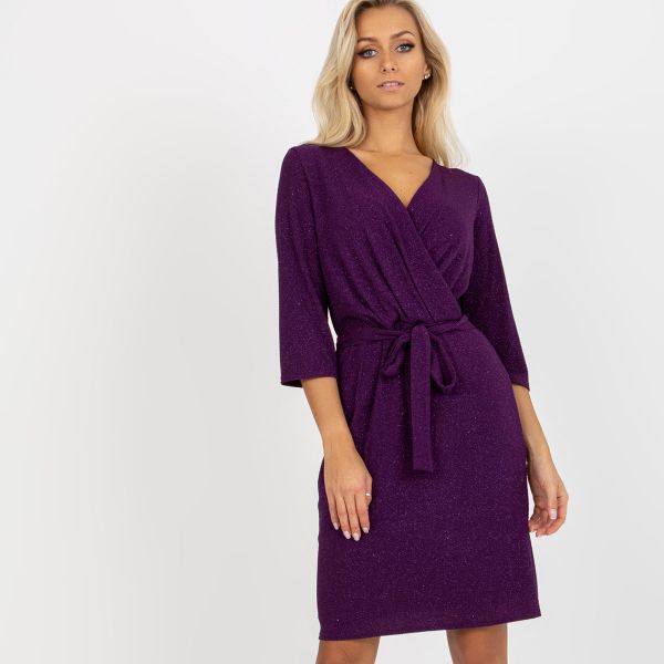 Lakerta Caitlyn kimaltava mekko vyöllä purppura-2