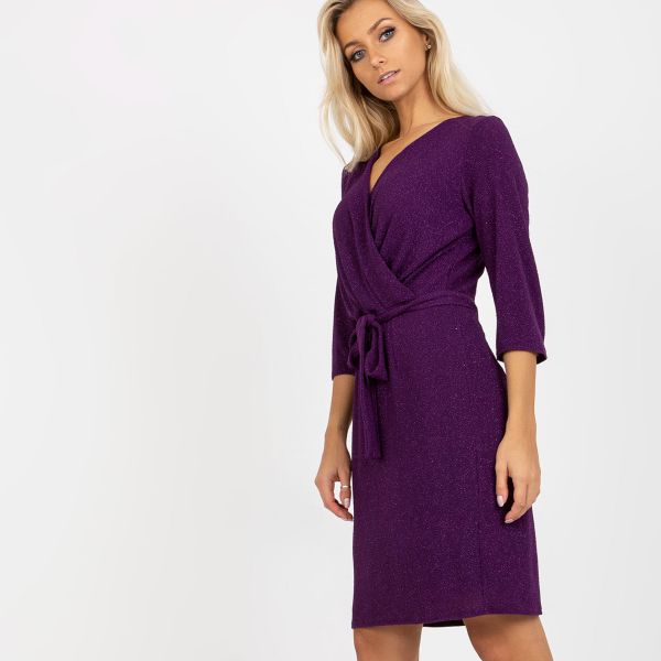 Lakerta Caitlyn kimaltava mekko vyöllä purppura-5
