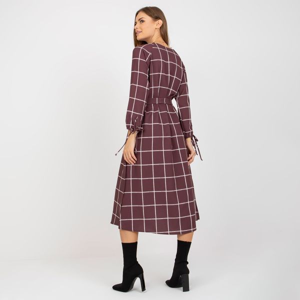 Lakerta Paulina ruutukuvioinen mekko ruskea-5