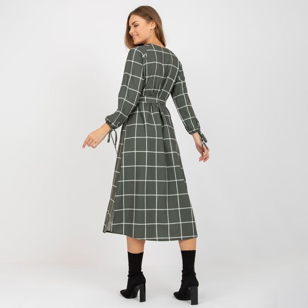 Lakerta Paulina ruutukuvioinen mekko khaki-5