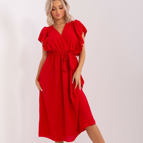 YS Fashion Laurelle mekko vyöllä punainen