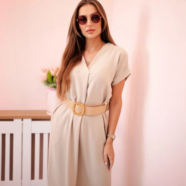 Kesi Ilana taskumekko vyöllä beige-2