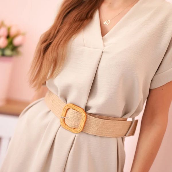 Kesi Ilana taskumekko vyöllä beige-4