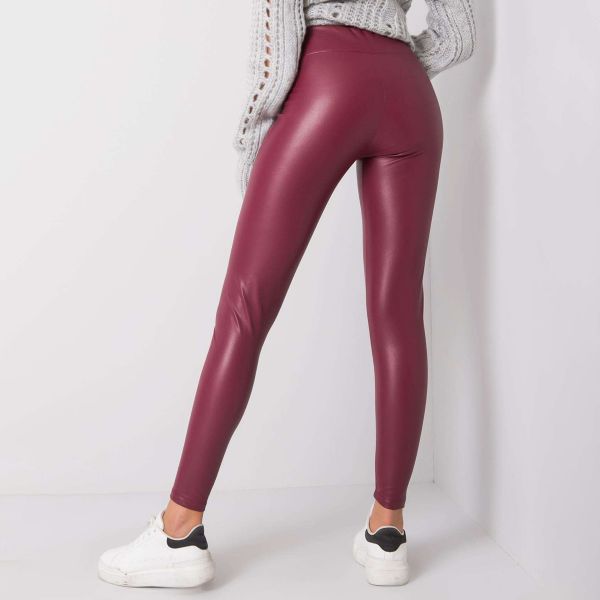 Rue Paris Bryan thermo leatherlook leggingsit merlot-3