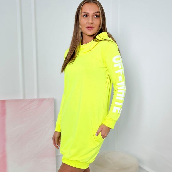 Kesi Off/White hupparimekko neonkeltainen-3