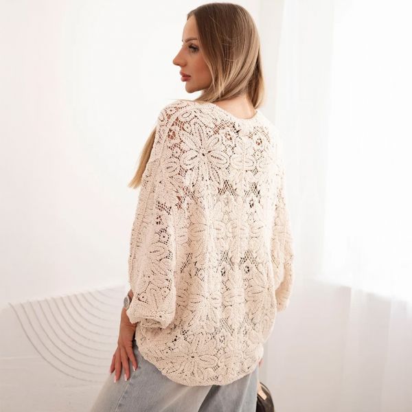 Rosalie pitsineuletakki puuvilla beige-4