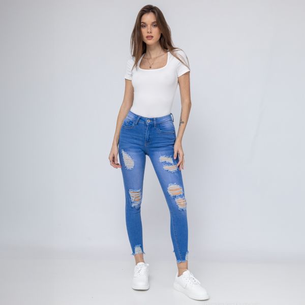 Girl Vivi ripped skinny stretchfarkut sininen-5